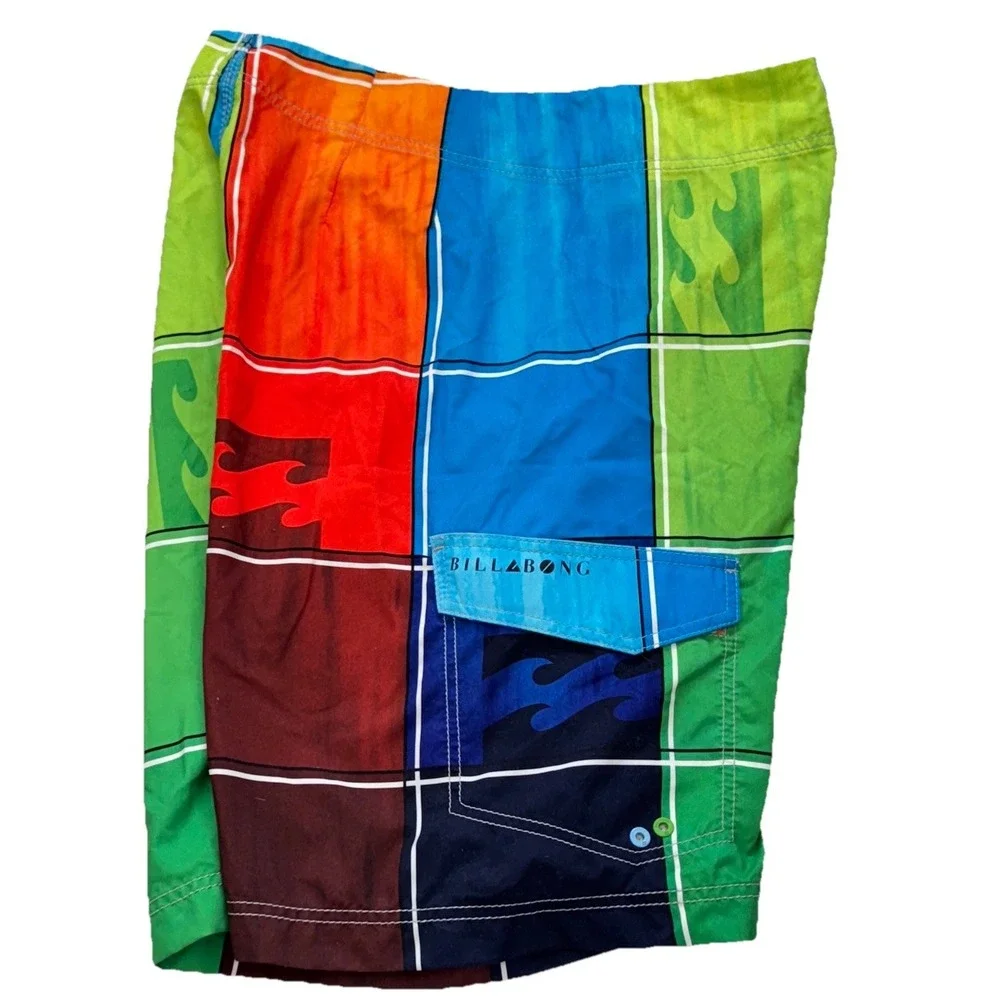 Billabong Boardshorts Mens 38 (actual 36) Checkered Beach Swim Shorts Retro